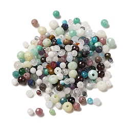 Perles de gemme mélangées naturelles, facette, ronde, mélangé teint et non teint, 2~4x2~4mm, Trou: 0.7~1mm, environ 20 g /sachet 