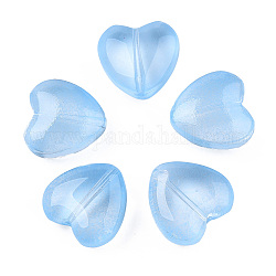 Прозрачные брызги, окрашенные распылением, сердце, Небесно-голубой, 12x12x5.5 мм, отверстие : 0.9~1 мм