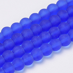 Transparente Glasperlen Stränge, matt, Runde, Blau, 12 mm, Bohrung: 2 mm, ca. 29 Stk. / Strang, 13.7 Zoll