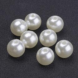 Imitated Pearl Acrylic Beads, Round, Creamy White, 10mm, Hole: 2mm, about 1000pcs/500g