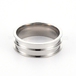 201 núcleo de anillo de acero inoxidable en blanco para hacer joyas con incrustaciones, anillo de borde biselado de doble canal, color acero inoxidable, tamaño de 12, diámetro interior: 22 mm