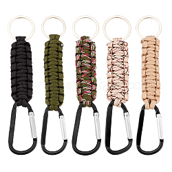 Arricraft 5 Stück Paracords Schlüsselanhängerketten, 5-farbiger Schlüsselanhänger aus Aluminium mit Nylonschnur für Outdoor-Camping-Wandermöbel