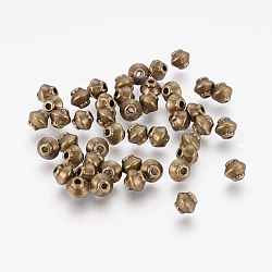 Perles de séparateur de style tibétain , Toupie, séparateurs perles en alliage, sans plomb et sans cadmium, couleur de bronze antique, 5 mm de diamètre, épaisseur de 4.5mm, Trou: 1mm