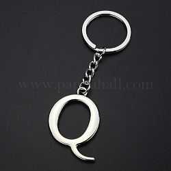 Platinum Plated Alloy Pendant Keychains, with Key Ring, Letter, Letter.Q, 3.5x2.5cm