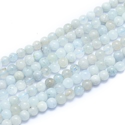 Chapelets de perles en aigue-marine naturelle, ronde, alice bleu, 4~5mm, Trou: 0.7mm, Environ 86 pcs/chapelet, 15.55 pouce (39.5 cm)