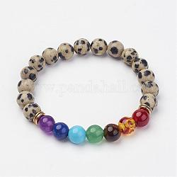 Perles de jaspe et bracelets extensibles perles de pierres précieuses, avec les accessoires en alliage, ronde, perle : 1-7/8 pouce ~ 2 pouces (48~50 mm)