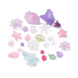 Colgantes de acrílico esmerilado, pétalo y flor, color mezclado, 5~31.5x9~40.5x2~32mm, agujero: 1.2~2.4 mm