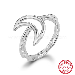 925 anello da dito in argento sterling rodiato, luna vuota, platino, diametro interno: 18mm