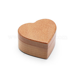 Tragbare Ringboxen aus Holz, mit Schwammfutter, Verlobungsringetui, Herz, rauchig, 5.5x6x3.24 cm