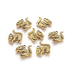 Tibetan Style Alloy Pendant, Squirrel, Antique Golden, Lead Free & Cadmium Free & Nickel Free, 19x16x2.5mm, Hole:2mm