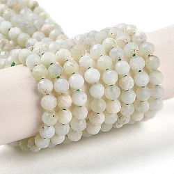 Natürlichen grünen Opal Perlen Stränge, facettiert, Runde, 4~4.5x4~5 mm, Bohrung: 0.7 mm, ca. 90~94 Stk. / Strang, 15.35'' (39~39.5 cm)