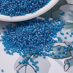 Miyuki Delica Perlen klein, Zylinderförmig, japanische Saatperlen, 15/0, (dbs0862) matt transparent capri blau ab, 1.1x1.3 mm, Bohrung: 0.7 mm, ca. 3500 Stk. / 10 g