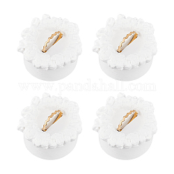 Présentoirs à bagues en gesso en forme de fleur, présentoirs à anneau unique pour accessoires de photographie, blanc, 4.35x4.6x2.4 cm, rainure : 1.9x0.3cm