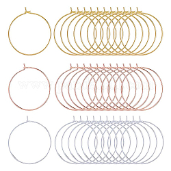 SUNNYCLUE 150PCS 3 Colors 30mm Round Beading Hoops Ring Brass Wine Glass Charms Earring Findings for Party Favors Wedding Festivals Decoration DIY Earring Jewellery Making