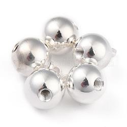 Bails de pendentif de chapeau de perle en laiton, Plaqué longue durée, avec trou fileté, ronde, 925 argent sterling plaqué, 12x9mm, Trou: 1.6mm, diamètre intérieur: 2 mm