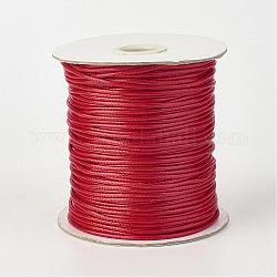 Eco-Friendly Korean Waxed Polyester Cord, FireBrick, 1mm, about 169.51~174.98 Yards(155~160m)/Roll