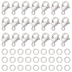 SUNNYCLUE 1 Box 240Pcs Lobster Claw Clasps 304 Stainless Steel Lobster Clasps with 120Pcs Open Jump Rings Kit Silver Necklace Bracelet Clasp Fasteners Hook for Jewelry Making Women Adult DIY Craft