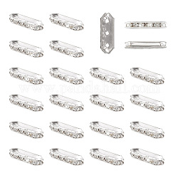 Spritewelry 100 Uds. Separadores de puente de rhinestone de grado a de hierro de 3 orificios, hexágono, rhinestone cristalino, plata, 21x7x4mm, agujero: 1.5 mm