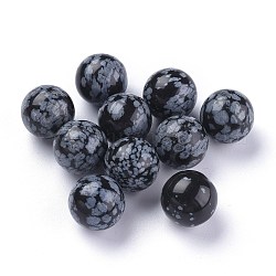 Flocon de neige naturelles perles en obsidienne, sphère de pierres précieuses, pas de trous / non percés, ronde, 17.5~18mm