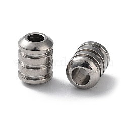 303 Stainless Steel Beads, Grooved Column, Stainless Steel Color, 6x8.2mm, Hole: 2.8mm