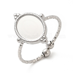 304 fornituras de anillo de puño abierto de acero inoxidable, ajuste del anillo, oval, color acero inoxidable, nosotros tamaño 7 3/4 (17.9 mm), Bandeja: 10x8 mm