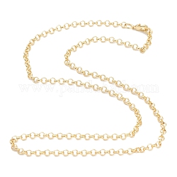 Collar de cadena de latón rolo, con cierre de langosta, dorado, 17.72 pulgada (45 cm)