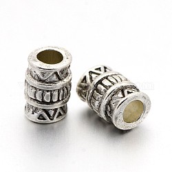Perles en alliage de style tibétain, sans cadmium et sans plomb, colonne, argent antique, 7x5mm, Trou: 2.7mm