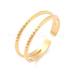 Placcatura ionica (ip) 304 anello per polsino aperto a doppia linea in acciaio inossidabile per donna, oro, diametro interno: 17.3mm
