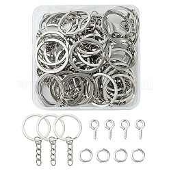 DIY Keychain Making Finding Kit, Including Brass Jump Rings, Iron Split Key Rings & Screw Eye Pin Peg Bails, Platinum, 150Pcs/box