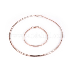 Colliers de choker en 304 acier inoxydable et ensembles de bijoux des bracelets, avec fermoir pince de homard, or rose, 8-1/8 pouce (20.5 cm), 17.7 pouce (45 cm), 4mm