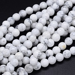 Brins de perles rondes de howlite naturelle, 12mm, Trou: 1mm, Environ 33 pcs/chapelet, 15.3 pouce