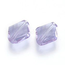 Abalorios de cristal austriaco de imitación, aaa grado, facetados, rombo, lila, 14~14.5x12x5~7mm, agujero: 0.9~1 mm
