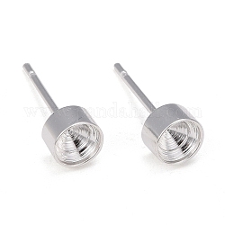 304 Stainless Steel Stud Earring Settings, for Pointed Back Rhinestone, Silver, Fit for 4mm Rhinestone, 14x5mm, Pin: 0.8mm