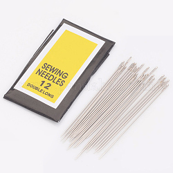 Iron Sewing Needles, Darning Needles, Platinum, 0.45mm thick, 40mm long, hole: 0.3mm, 25pcs/bag