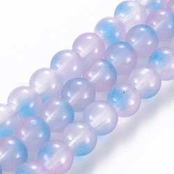 Chapelets de perles en verre peint par pulvérisation, ronde, chardon, 8x7.5mm, Trou: 1.4mm, Environ 50~51 pcs/chapelet, 14.57~14.96 pouces (37~38 cm)