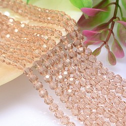 Imitation Austrian Crystal Bead Strands, Grade AAA, Faceted Round, PeachPuff, 6mm, Hole: 0.7~0.9mm, about 68pcs/strand, 15.7 inch