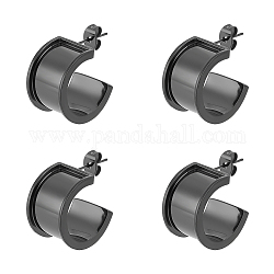 Unicraftale 2 Pairs Stainless Steel Round Stud Earring Finding, Blank Grooved Earring Settings for Inlay Earring Making, Electrophoresis Black, 20x12.5mm, Pin: 0.7mm