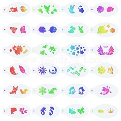 GORGECRAFT 24PCS Face Paint Stencils Body Painting Template Butterfly Bunny Penguin Sea Animal Fairy Unicorn Fox Pattern Reusable Soft Tattoo Stencils for Cosplay Party Body Makeup Art Painting
