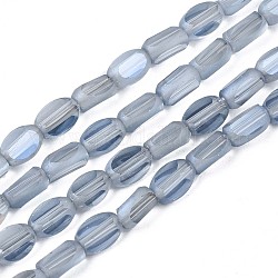 Chapelets de perles en verre électroplaqué, perle plaquée lustre, facette, cuboïde, Aqua, 6~7x4~5x3mm, Trou: 0.8mm, Environ 80 pcs/chapelet, 20.08 pouce ~ 20.31 pouces (51~51.6 cm)