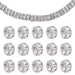 UNICRAFTALE 60pcs 6mm Disc Spacer Beads 316 Stainless Steel with Clear Crystal Rhinestone Beads Flat Round Bead Spacer Rhinestone Bead for Jewelry Making Findings, Hole 1mm
