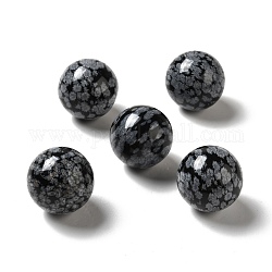 Naturschneeflocke Obsidian Perlen, kein Loch / ungekratzt, Runde, 25~25.5 mm