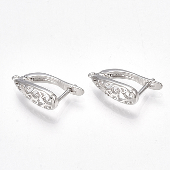Brass Hoop Earring Findings, Nickel Free, Real Platinum Plated, 19x12x6mm, Hole: 0.8mm, Pin: 1mm