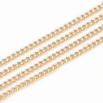 Soldered Brass Curb Chains, Diamond Cut Chains, Real 18K Gold Plated, 2x1.4x0.4mm