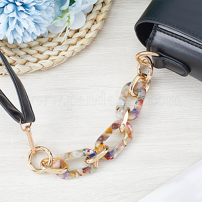 Акриловые овальные кольца цепочки-удлинители для сумок&nbsp;PURS-WH20002-02G-01-1