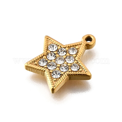 Подвески-шармы из нержавеющей стали 304 с микропаве из стразов STAS-K256-28G-02-1