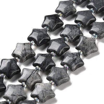 Natürliche schwarze Seide Stein / Netstone Perlen Stränge&nbsp;G-NH0005-009-1