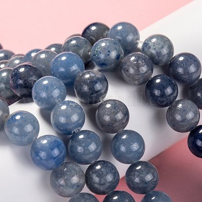 Bacatgem 15 Pcs Natural Blue Aventurine Large HoleLoose Stone Rondelle  Beads Crystals and Healing Stones,6mm DIY-Jewelry Makings