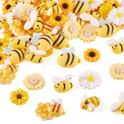 80 шт. 8 стиля кабошонов из смолы пчелы и цветы RESI-TA0004-24-1