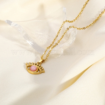 Винтажные ожерелья из нержавеющей стали с подвеской в виде глаза из синтетического камня IT1199-2-1