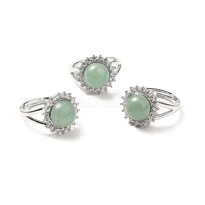 Wholesale Natural Green Aventurine Adjustable Rings 